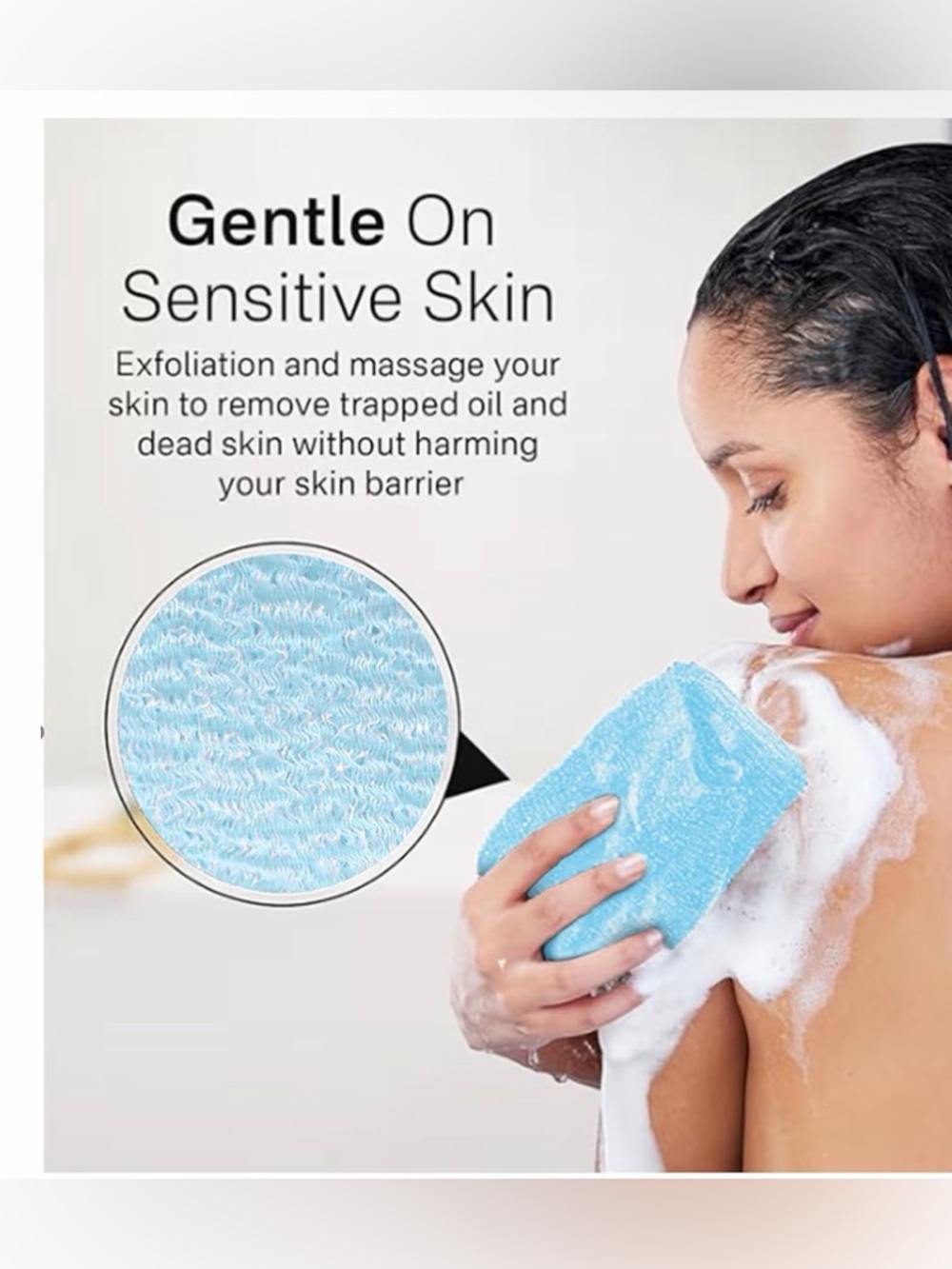 🫧 Exfoliating Bath Body Scrub Cloth Towel Long - Light Blue - Skin Care